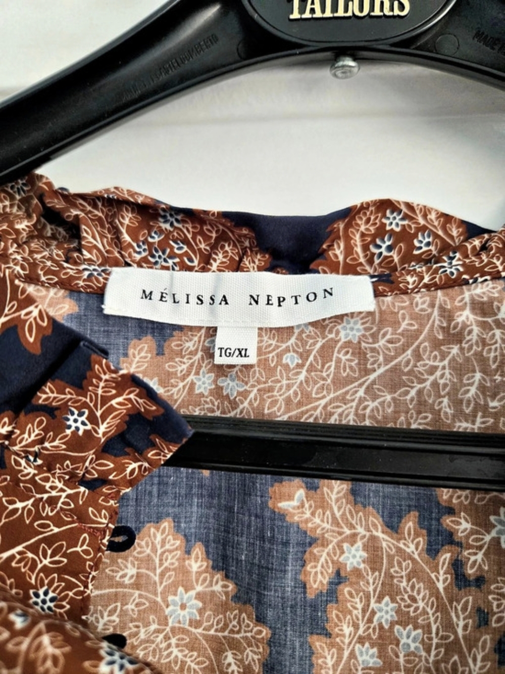 Melissa Nepton Benv W409 Floral Blouse in Blue & Brown Size XL Like New